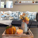 Axyaa Fall Blue Pumpkin Floral Leaf Pillow Covers for Bed Sofa Bedroom