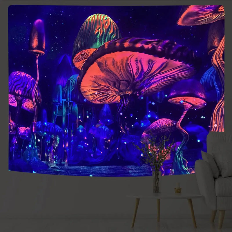 Axyaa Fluorescent Mushroom Luminous Tapestry for Interior Decoration