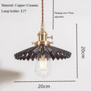 Axyaa Nordic White Pleated Ceramic Pendant Lamp Wall Bedside Bar Vintage Brass Light