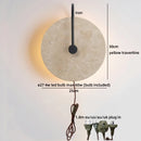 Axyaa Round Yellow Travertine Wall Light - Wabi Sabi Interior Bedside Lamp