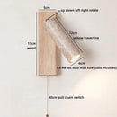 Axyaa LED Wall Light Indoor Up Down Rotate Yellow Travertine Wood Reading Lamp