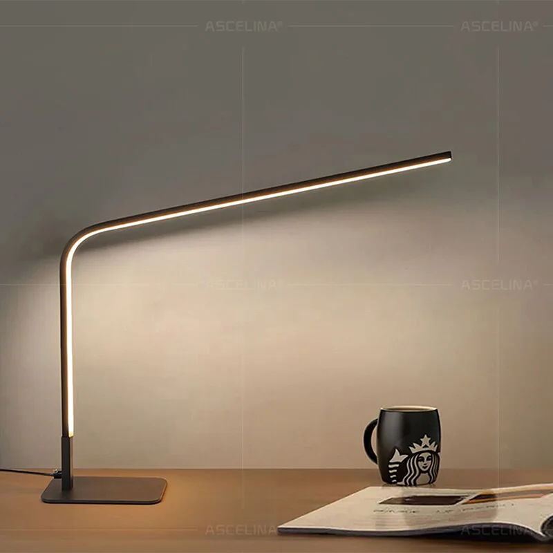 Axyaa 60CM LED Reading Table Lamp - Black L-Shaped Floor Lamp with USB Switch, Infinitely Dimmable