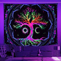 Axyaa Psychedelic Tree of Life Fluorescent Tapestry UV Wall Hanging