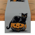 Axyaa Halloween Cat Pumpkin Head Table Runner