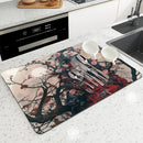 Axyaa Kitchen Drying Mat: Absorbent Plant Moon Coffee Mat, Anti-Slip Table Placemat
