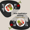 Axyaa Faux Leather Placemats & Coasters Set, Black, Pack of 2 Oval Round Triangle
