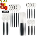 Axyaa Black Silver Cutlery Set for 5 - Stainless Steel Flatware Dinnerware