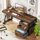 Axyaa 3-Drawer Industrial Computer Desk, 59-Inch Workstation Table