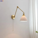Axyaa Copper Swing Arm LED Wall Sconce Up And Down Ceramic Lampshade
