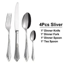 Axyaa 24-Piece Gold Plated Cutlery Set Stainless Steel Western Tableware