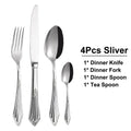 Axyaa Gold Plated Stainless Steel Cutlery Set - Knife Fork Spoon Flatware Mirror Dinnerware