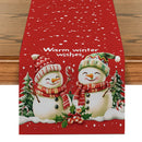 Snowman Holly Berry Candy Cane Table Runner by Axyaa for Indoor Outdoor Home Décor