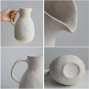 Axyaa Matte White Ceramic Vase Farmhouse Decor Pitcher Boho Room Vase