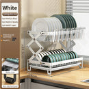 Axyaa 2 Tier Collapsible Bowl Drainers Rack - Metal Foldable Kitchen Storage Holder