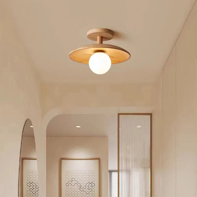 Axya Wood Ceiling Light: Nordic LED Lighting for Corridor, Aisle, Balcony