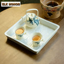 Axyaa Bamboo Relief Tea Tray - Elegant Dessert & Fruit Plate