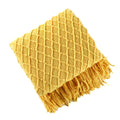 Axyaa Caramel Knit Throw Blanket - Soft, Warm, Textured, & Stylish