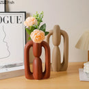 Minimalist Lines Ceramic Vase Desk Decor by Axyaa for Modern Floral Arrangements