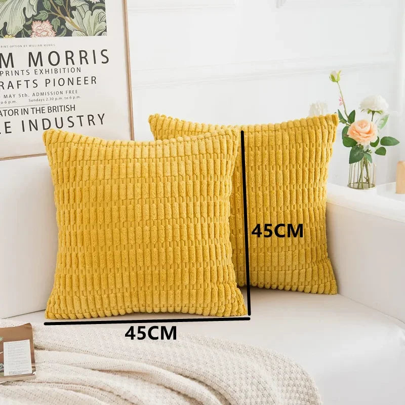 Axyaa Soft Striped Corduroy Throw Pillow Covers in 45x45cm