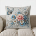Axyaa Floral & Butterfly Patterned Cushion Cover for Sofa Bedroom Car Pillow