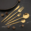 Axyaa 12Pcs Gold Mirror Stainless Steel Fork Spoon Set for Kitchen Dinnerware