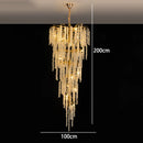 Axyaa Crystal Chandelier: Modern Home Stair Pendant Lamp for Living Room & Interior Lighting
