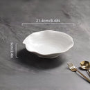 Axyaa French Ruffled Ceramic Deep Plate | Elegant White 3D Relief Design