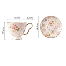 Axyaa English Porcelain Pink Floral Coffee Cup Saucer Bone Teacup Mug