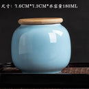 Axyaa Ceramic Tea Jar with Bamboo Lid for Home Storage and Decoration