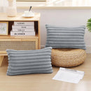 Axyaa Faux Rabbit Fur Plush Pillow Cover: Soft Striped Cushion for Home Sofa