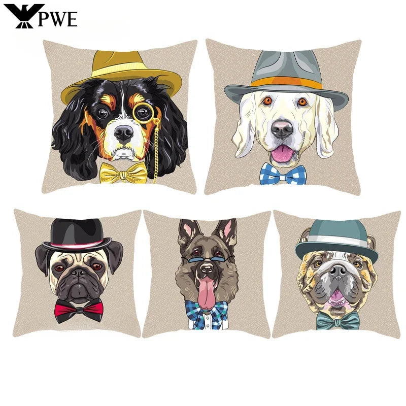 Axyaa Cartoon Animal Print Polyester Pillow Cover for Home Decor