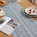 Axyaa Striped Jacquard Table Runner with Tassels for Elegant Home Decor