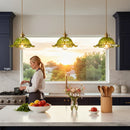 Axyaa Nordic Green Glass Pendant Lamp - Brass Ceiling Lighting for Kitchen Island