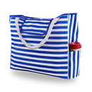 Axyaa Striped Canvas Beach Tote: Foldable, Lightweight, Water-Resistant Travel Bag
