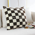 Axyaa Checkerboard Plaid Knit Plush Pillow Cover for Car Sofa, 45*45cm, 50*50cm