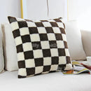 Axyaa Checkerboard Plaid Knit Plush Pillow Cover for Car Sofa, 45*45cm, 50*50cm