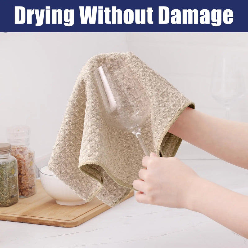 Axyaa Microfiber Waffle Kitchen Towels - Ultra Absorbent Cleaning Rags