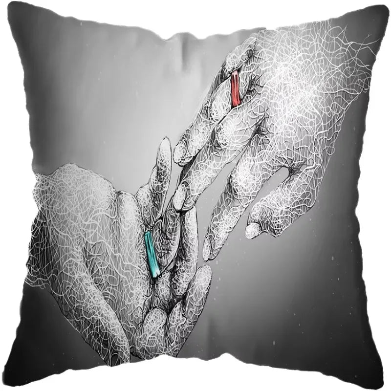 Axyaa Abstract Hands Art Decor Pillow Cover 45x45cm