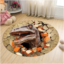 Axyaa Dinosaur Cartoon Kids Round Carpet Rug for Home Floor - Anti-Slip Mats
