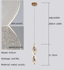 Axyaa Spiral Gold LED Pendant Chandelier Acrylic Droplight Luxury Bar Lamp