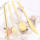 Axyaa Black Gold Flatware Set Stainless Steel Cutlery Knife Fork Spoon Chopsticks