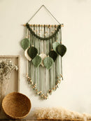 Axyaa Multicolor Leaves Macrame Tapestry with Wooden Beads Wall Hanging