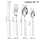 Axyaa 24-Piece Pearl Handle Luxury Cutlery Set - Stainless Steel Knife Fork Spoon Shell Spoon Kit