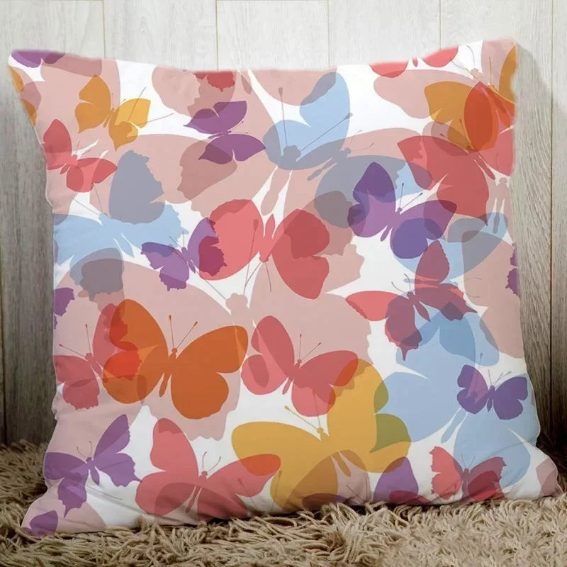 Axyaa Butterfly Printed Couch Cushion Cover 45x45cm Home Decor Pillowcase