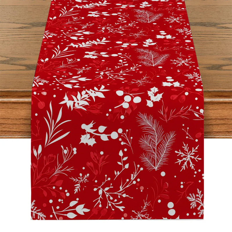 Axyaa Christmas Holly Berry Table Runner for Kitchen Dining Decor