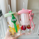 Axyaa Summer Lemon Cold Brew Plastic Straw Cup: Cute Large Capacity Drinking Water Cup