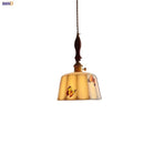Axyaa Retro White Ceramic & Wood Pendant Light with Copper Accents & Knob Switch