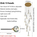 Axyaa Gold Crystal Raindrop Spiral Ceiling Chandelier for Staircase Foyer