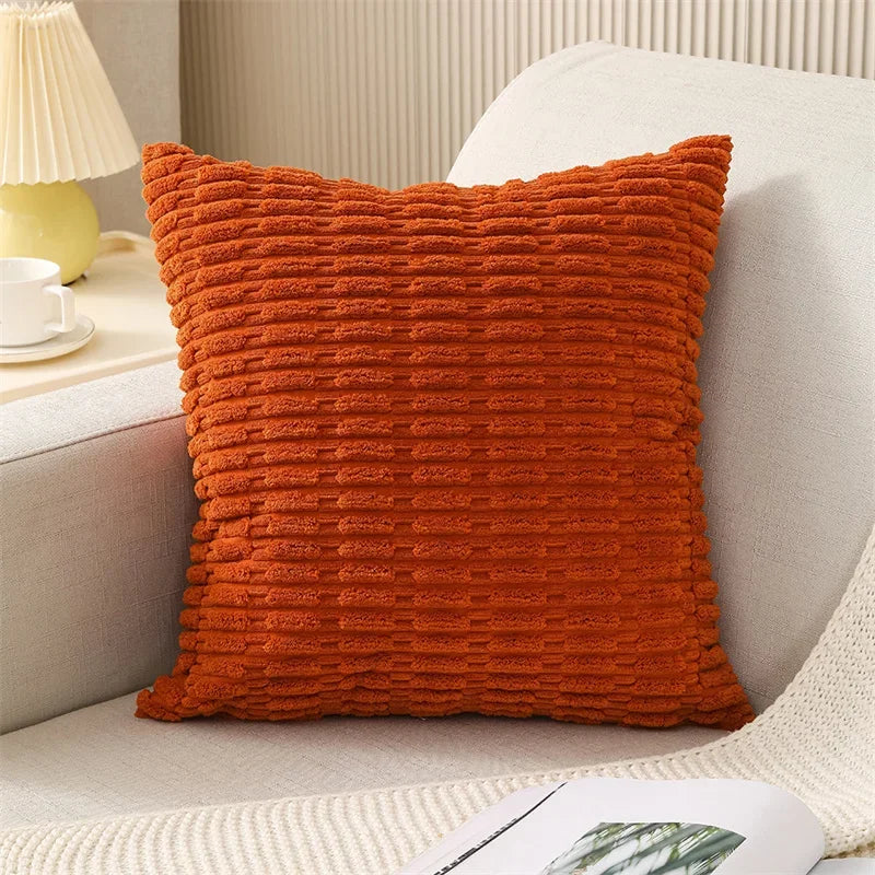 Axyaa Soft Striped Corduroy Throw Pillow Covers in 45x45cm