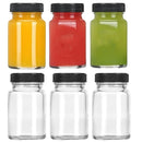 Axyaa 2oz Glass Shot Bottles with Caps for Whiskey, juices, samples & tonic